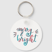 Merry en bright - groen en rood sleutelhanger (Achterkant)