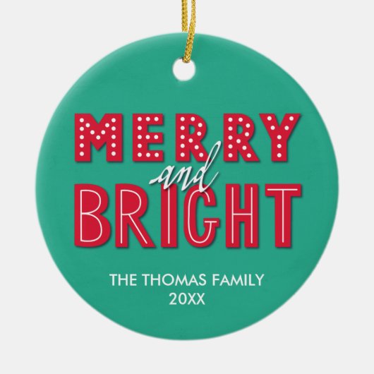 Merry en Bright Keramisch Ornament (Voorkant)