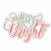 Merry en Bright Kerst sticker (Voorkant)