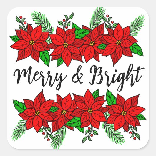 Merry en Bright | kerst Vierkante Sticker (Voorkant)