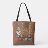 Merry en Bright kerstbomen Boho Shopping Draagtas (Achterkant)