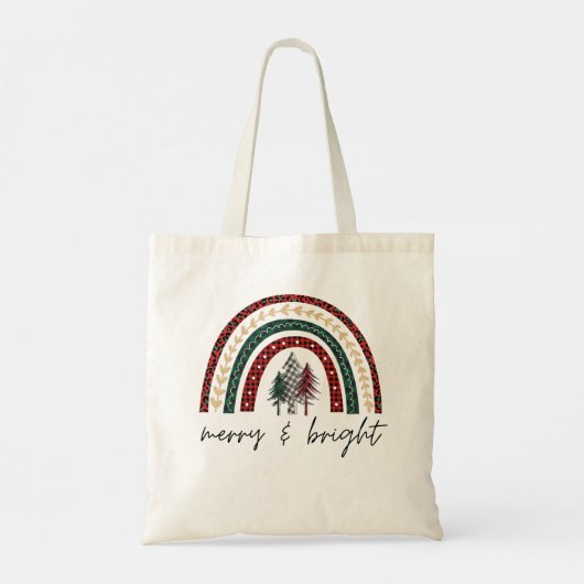 Merry en Bright kerstCanvas tas (Achterkant)