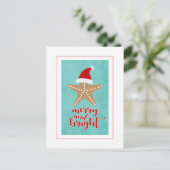 Merry en Bright | Kerstkerststaartsterren Feestdagenkaart (Staand voorkant)
