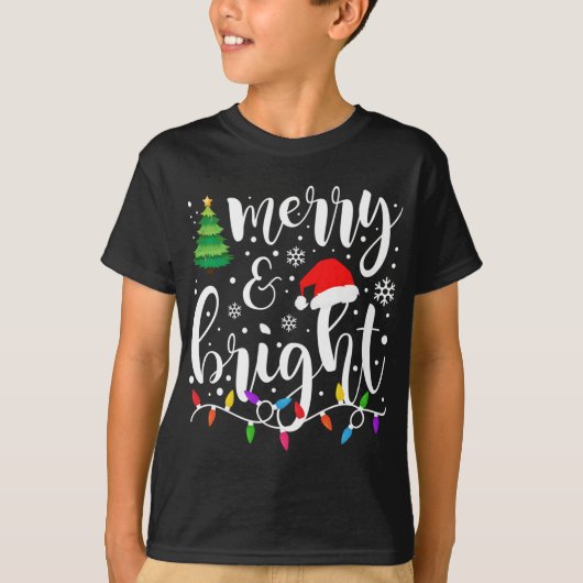 Merry en Bright kerstlampjes Funny Family Chr T-shirt (Voorkant)