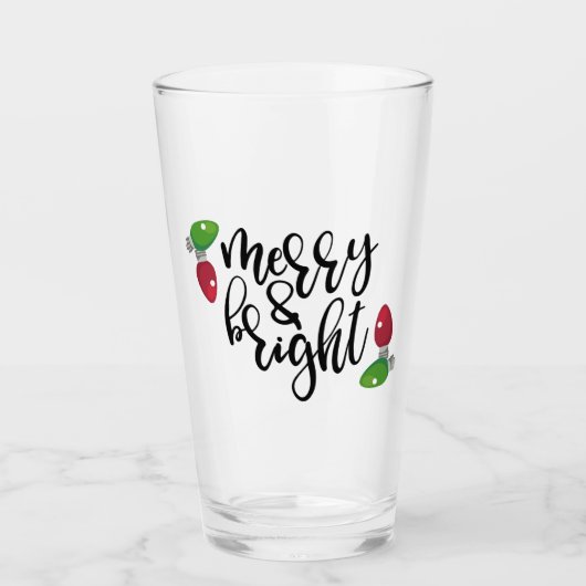 Merry en Bright kersttumbler Glas (Voorkant)