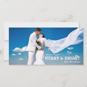 MERRY EN BRIGHT MARRIED HOLIDAIRE FOTOKAART FEESTDAGENKAART