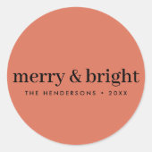 Merry en Bright | Minimale kerstverlichting Ronde Sticker (Voorkant)