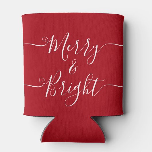 Merry en Bright | Modern Caligraphy Red Kerstmis Blikjeskoeler (Achterkant)