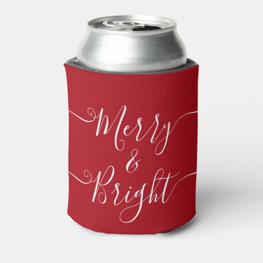 Merry en Bright | Modern Caligraphy Red Kerstmis Blikjeskoeler (Blikje Achterkant)
