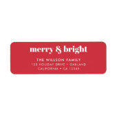 Merry en Bright | Modern kerstrood Etiket (Voorkant)