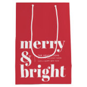 Merry en Bright | Modern kerstrood Medium Cadeauzakje (Achterkant)