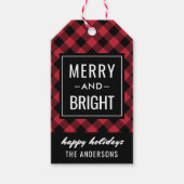 Merry en Bright Modern Red Buffalo Pset Cadeaulabel (Voorkant)