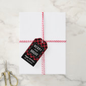 Merry en Bright Modern Red Buffalo Pset Cadeaulabel (Met Touw)