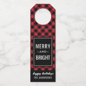 Merry en Bright Modern Red Buffalo Pset Flessenhanger (Voorkant)