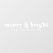 Merry en Bright | Moderne minimale kerstmis Raamsticker (Vel)