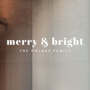 Merry en Bright   Moderne minimale kerstmis Raamsticker