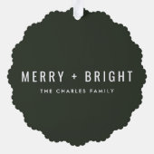 Merry en Bright | Moderne stijlvolle kerstfoto Ornament Kaart (Achterkant)