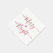 Merry en Bright | Moderne Typografie Red Kerstmis Servet (Hoek)