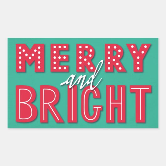 Merry en Bright Rechthoekige Sticker (Voorkant)