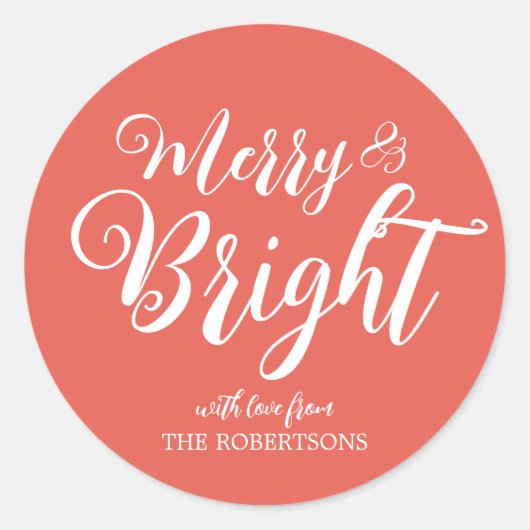 Merry en Bright | Rood Kerst sticker (Voorkant)