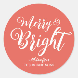 Merry en Bright   Rood Kerst sticker