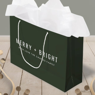 Merry en Bright Stijlvolle donkergroene kerst Groot Cadeauzakje