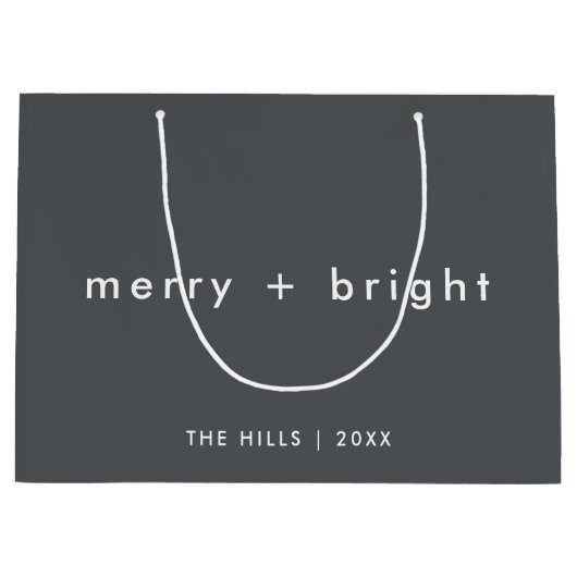 Merry en Bright | Stijlvolle kerst met houtskool Groot Cadeauzakje (Voorkant)