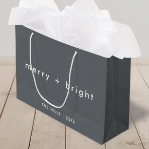 Merry en Bright Stijlvolle kerst met houtskool Groot Cadeauzakje
