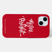 Merry en Bright Typography Script Rood Case-Mate iPhone Case (Achterkant (horizontaal))