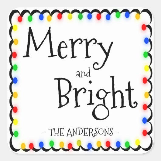Merry en Bright Vierkante Sticker (Voorkant)