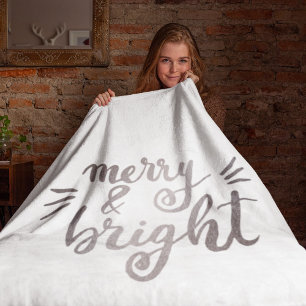 Merry en bright - zilver fleece deken