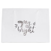 Merry en bright - zilver groot cadeauzakje (Voorkant)
