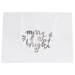 Merry en bright - zilver groot cadeauzakje