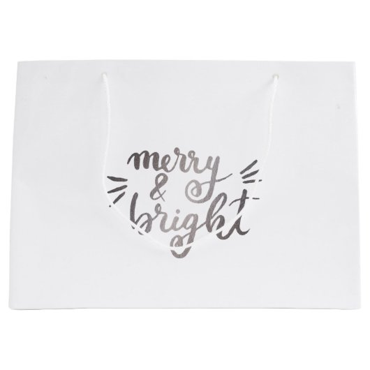 Merry en bright - zilver groot cadeauzakje (Voorkant)