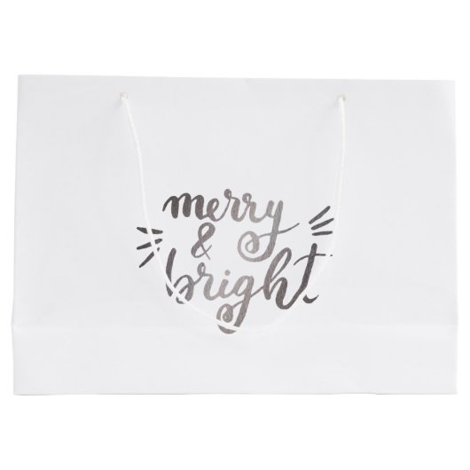 Merry en bright - zilver groot cadeauzakje (Achterkant)