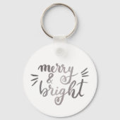 Merry en bright - zilver sleutelhanger (Voorkant)