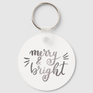 Merry en bright - zilver sleutelhanger