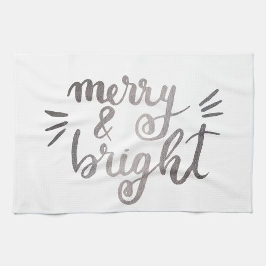 Merry en bright - zilver theedoek (Horizontaal)