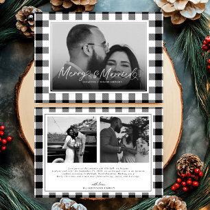 Merry en getrouwde Pas getrouwd Plaid Christmas Feestdagenkaart