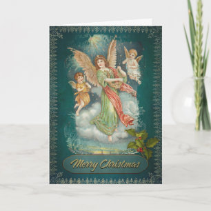 Merry en gezegend kerstantiek feestdagen kaart