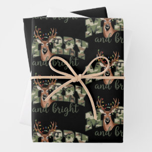 Merry en helder camouflage hert boog buitenland co inpakpapier vel