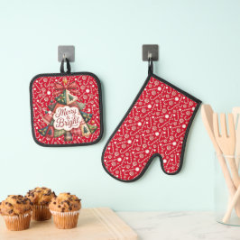 Merry en helder ovenwant & pannenlap set