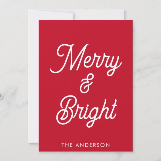 Merry en helder typografie script rode kerst feestdagenkaart (Voorkant)