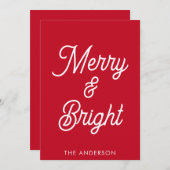 Merry en helder typografie script rode kerst feestdagenkaart (Voorkant / Achterkant)