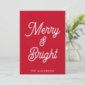 Merry en helder typografie script rode kerst feestdagenkaart (Staand voorkant)