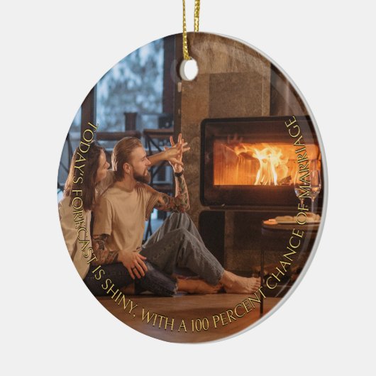 Merry & Engaged 2 Foto Verloving Aankondiging Keramisch Ornament (Links)