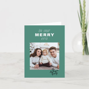 Merry Era Helder Grappig Een Foto Groene Kerstmis Feestdagen Kaart