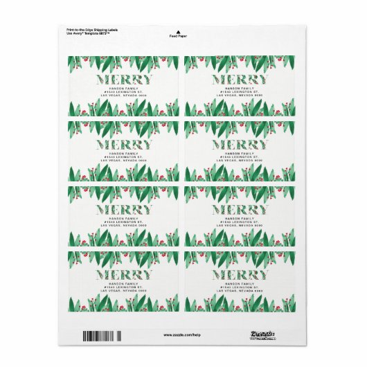 MERRY étiquette (Feuille entière)