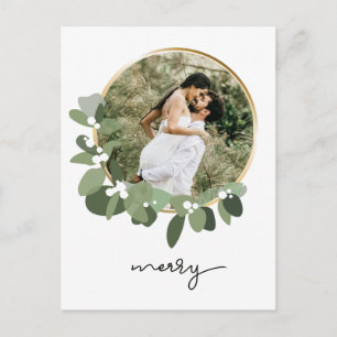Merry Eucalyptus WreatPas getrouwd FotoKerstmis Briefkaart