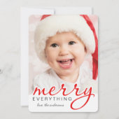 Merry Everything Christmas Bold Hand Script Photo Feestdagenkaart (Voorkant)